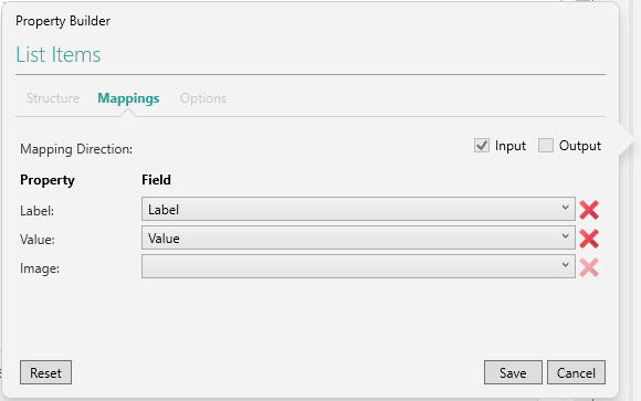 Picture showing Mappings in the Property Builder. 